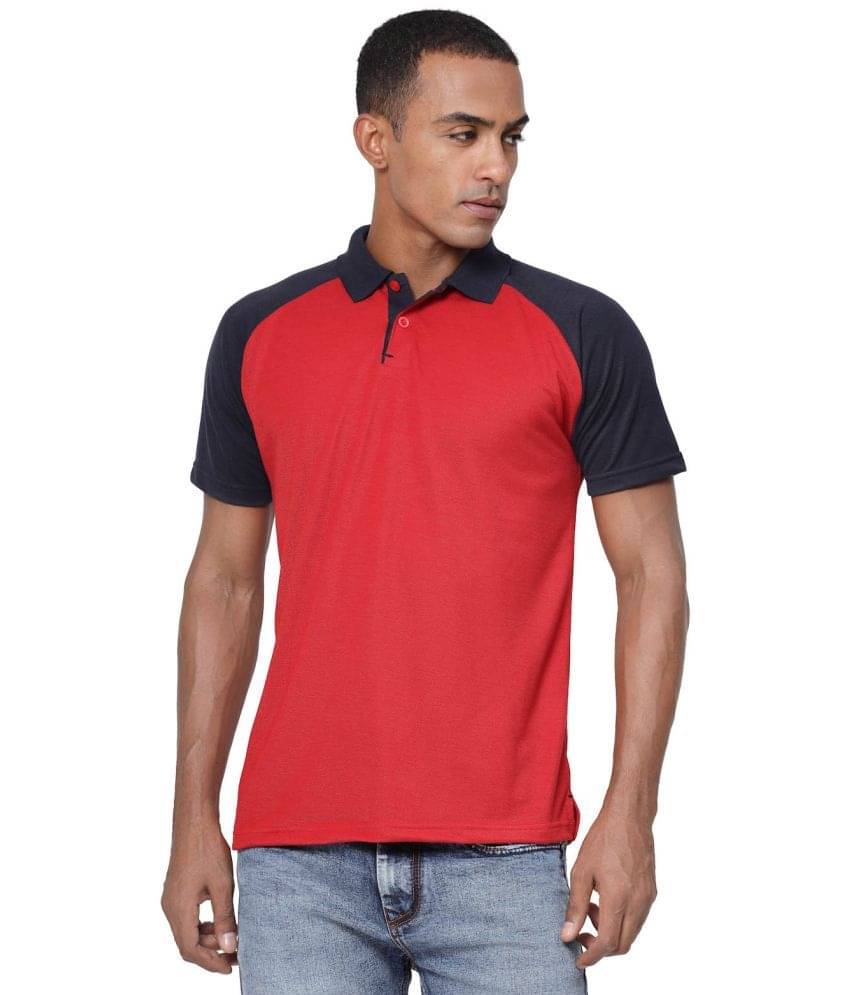 Fundoo Pack of 1 Polyester Regular Fit Colorblock Half Sleeves Men's Polo T Shirt ( Red )     			Fundoo Pack of 1 Polyester Regular Fit Colorblock Half Sleeves Men's Polo T Shirt ( Red )