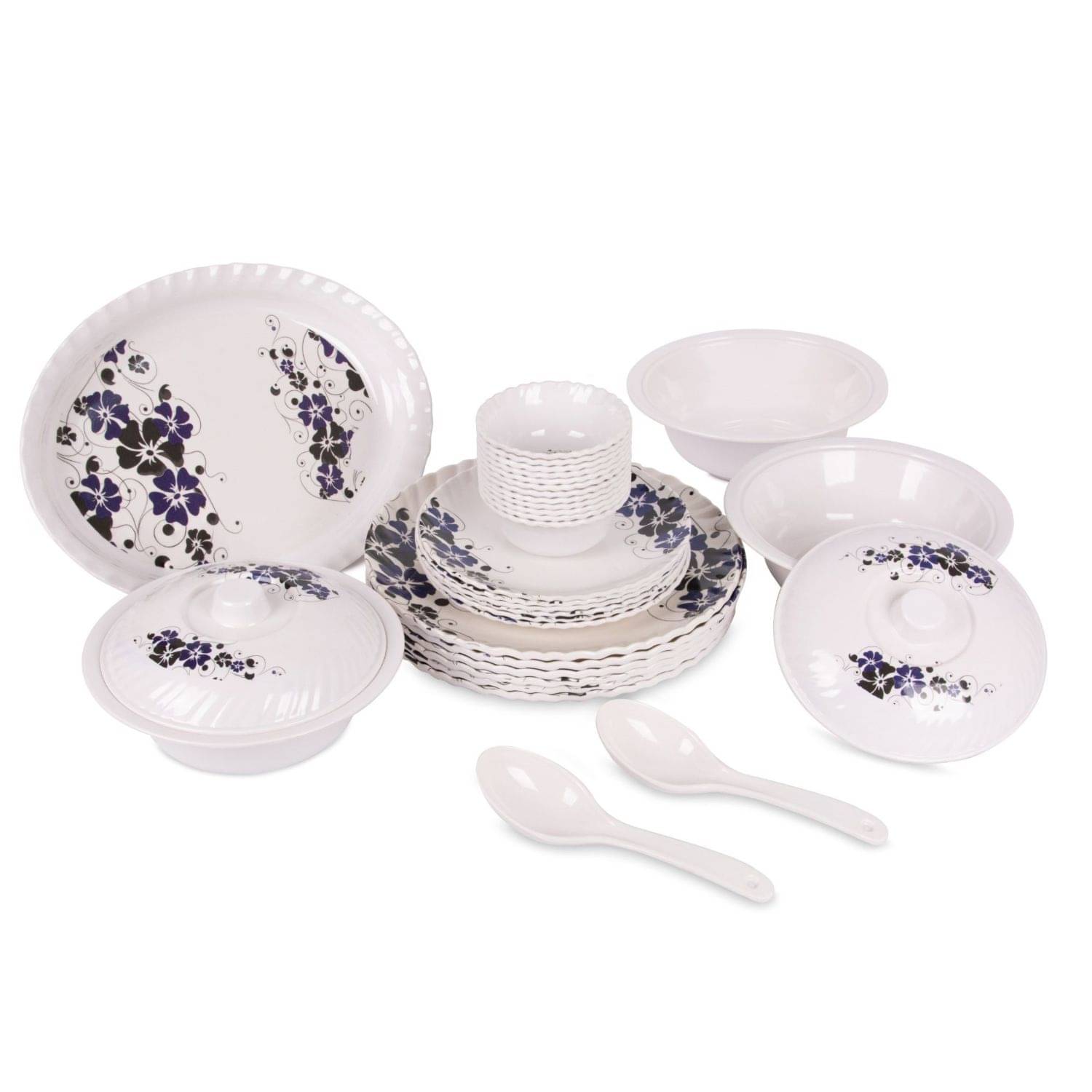     			HomePro Royal Lehar 32pc Floral Design Navy Blue Melamine Dinner Set ( Pack of 1 )