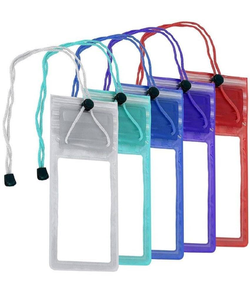     			Hybite Mobile Phone PVC Waterproof Sealed Rain Protection Pouch Cover for 7 inches (Transparent) Pack of 3