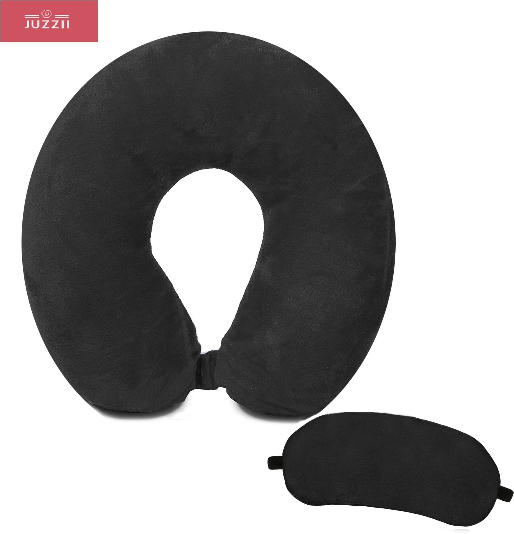 JUZZII Black Neck Pillow,Eye Shade ( Pack of 2 )