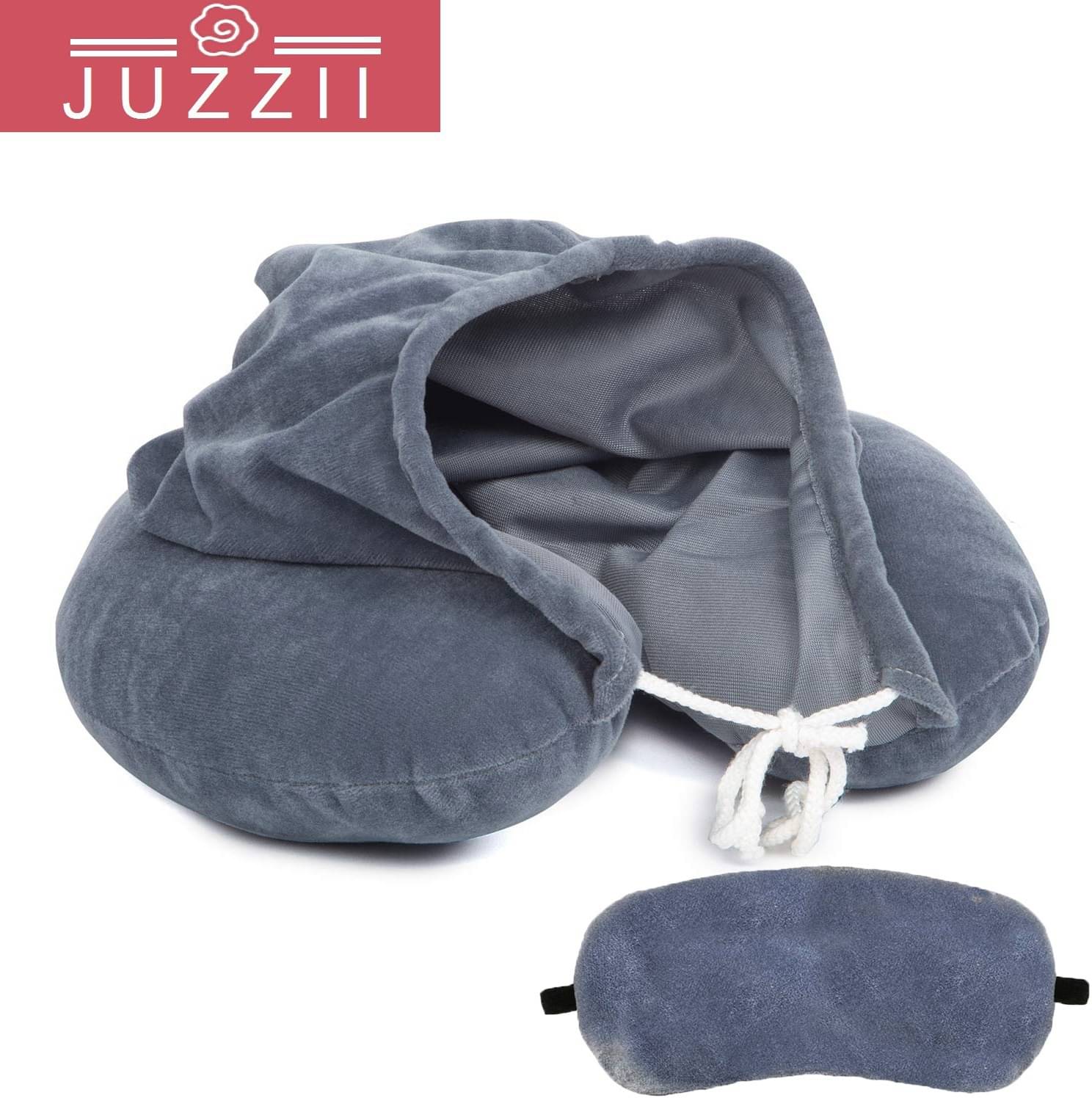     			JUZZII Grey Neck Pillow,Eye Shade ( Pack of 2 )
