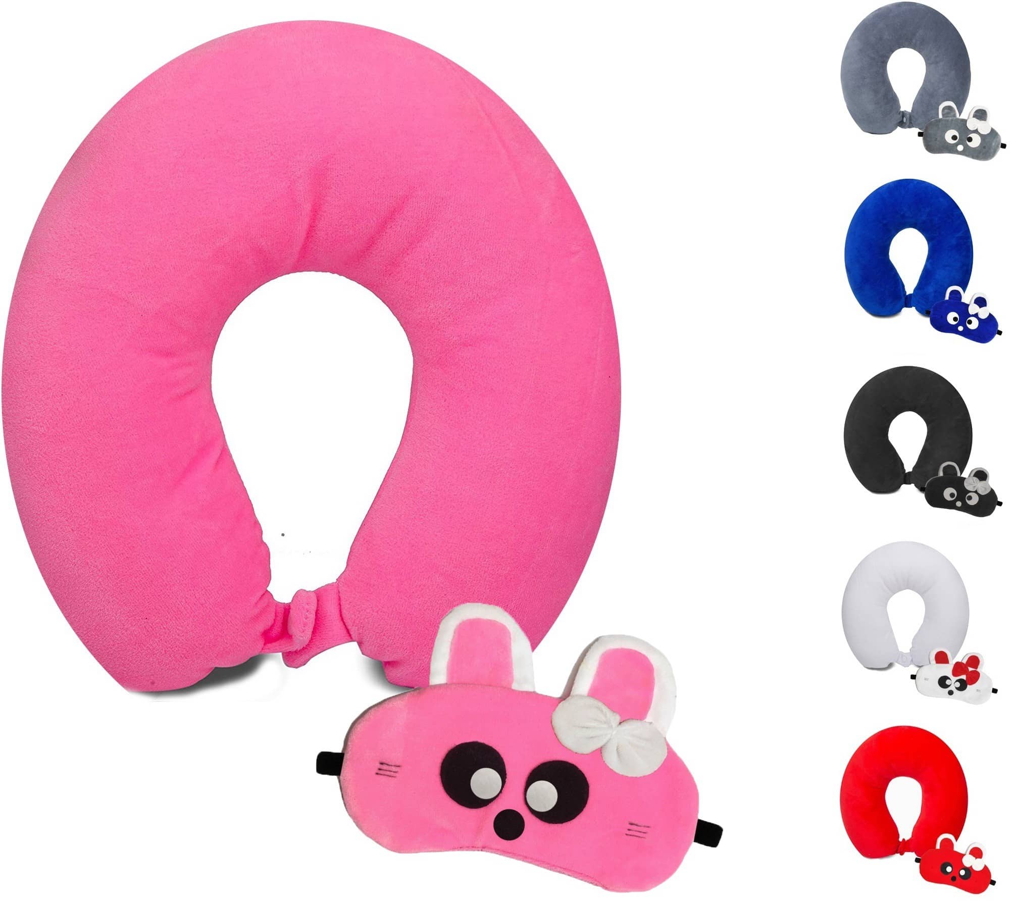 JUZZII Pink Neck Pillow,Eye Shade ( Pack of 2 )