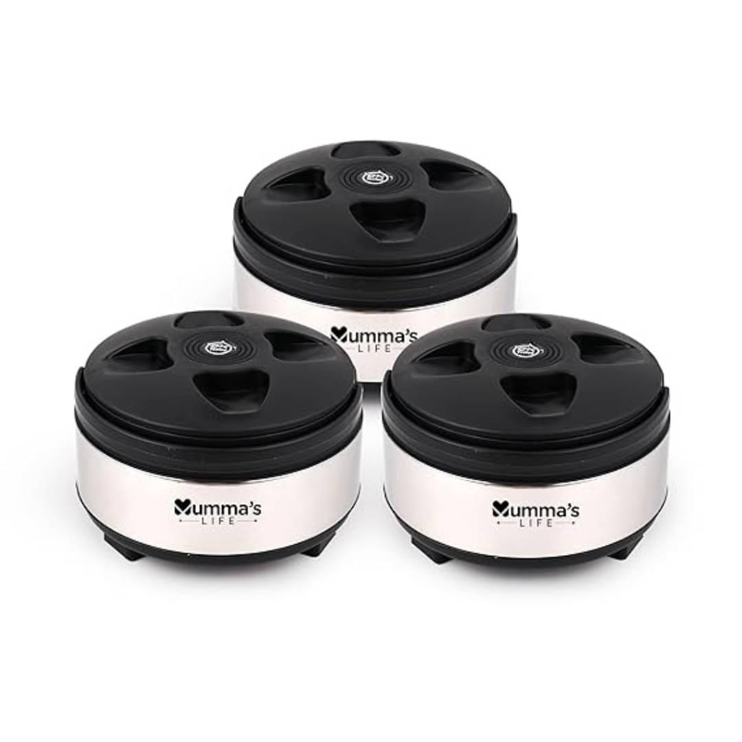     			Mumma's Life Black Steel Thermoware Casserole ( Set of 3 , 1200,1500,1700 mL )