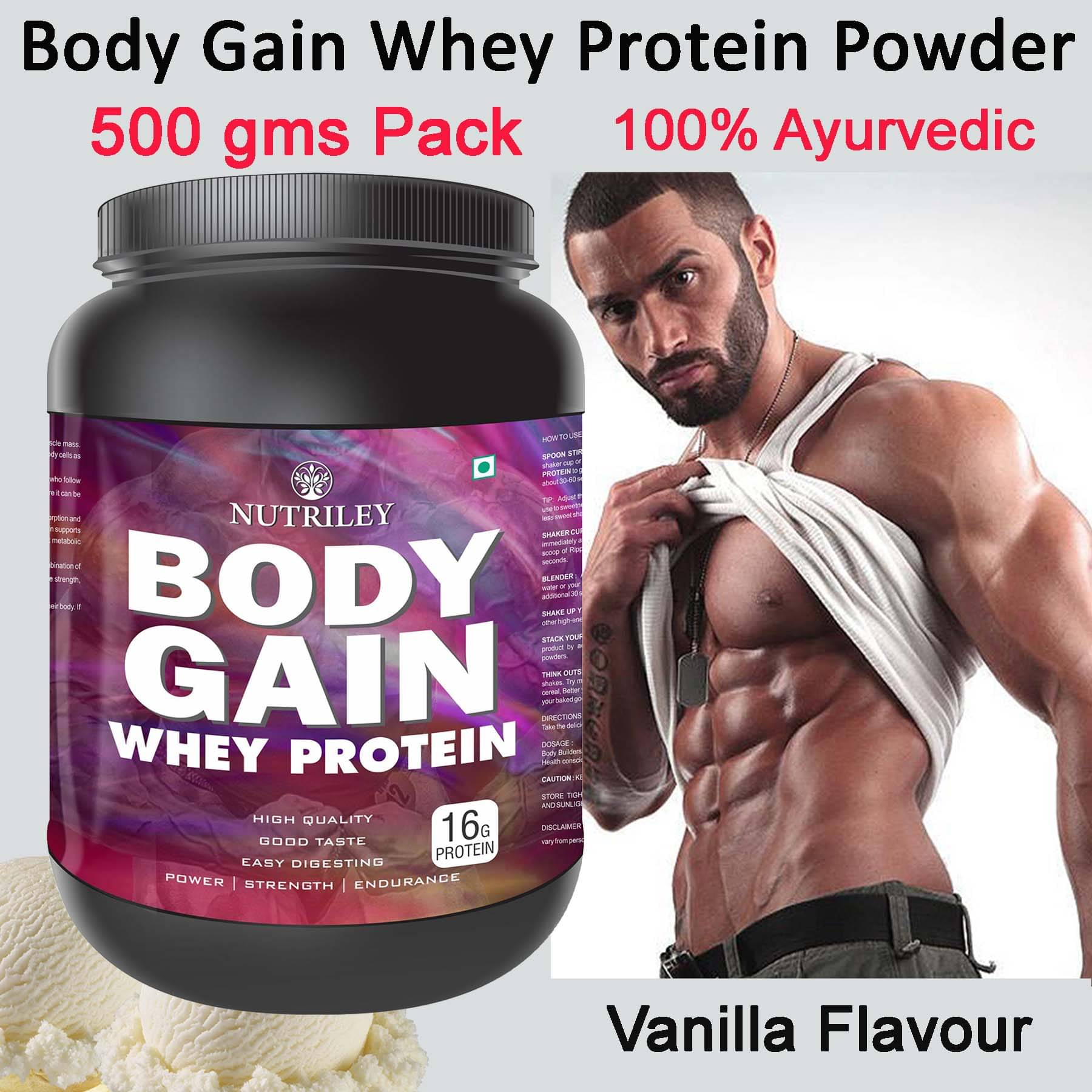     			Nutriley Body Gain Whey Protein ( 500 gm , Vanilla - Flavour )