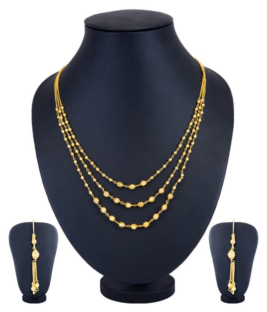 PUJVI Golden Alloy Necklace Set ( Pack of 1 )
