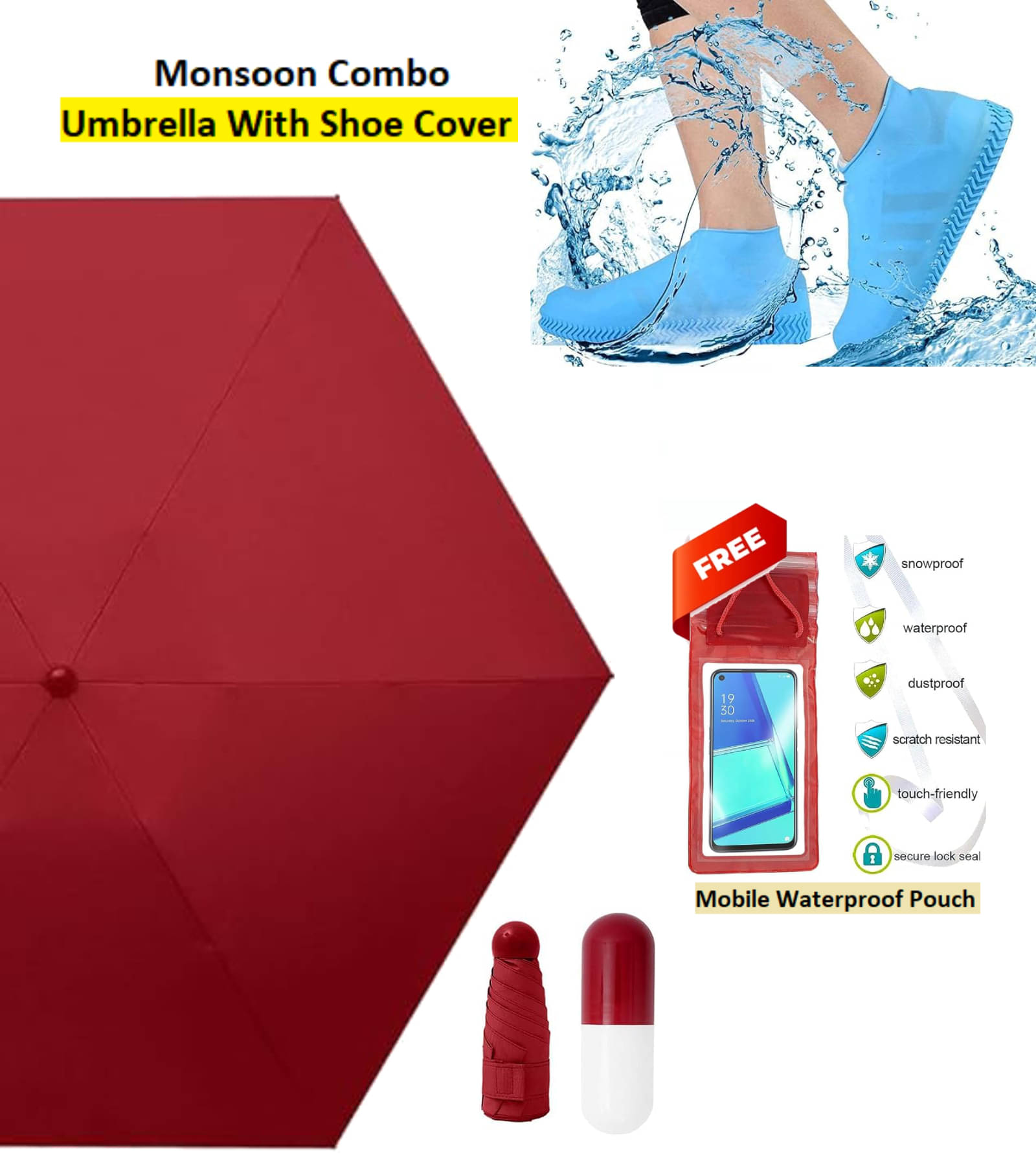 RAMDEV ENTERPRISE Maroon 1 Fold Umbrella RAMDEV ENTERPRISE Maroon 1 Fold Umbrella