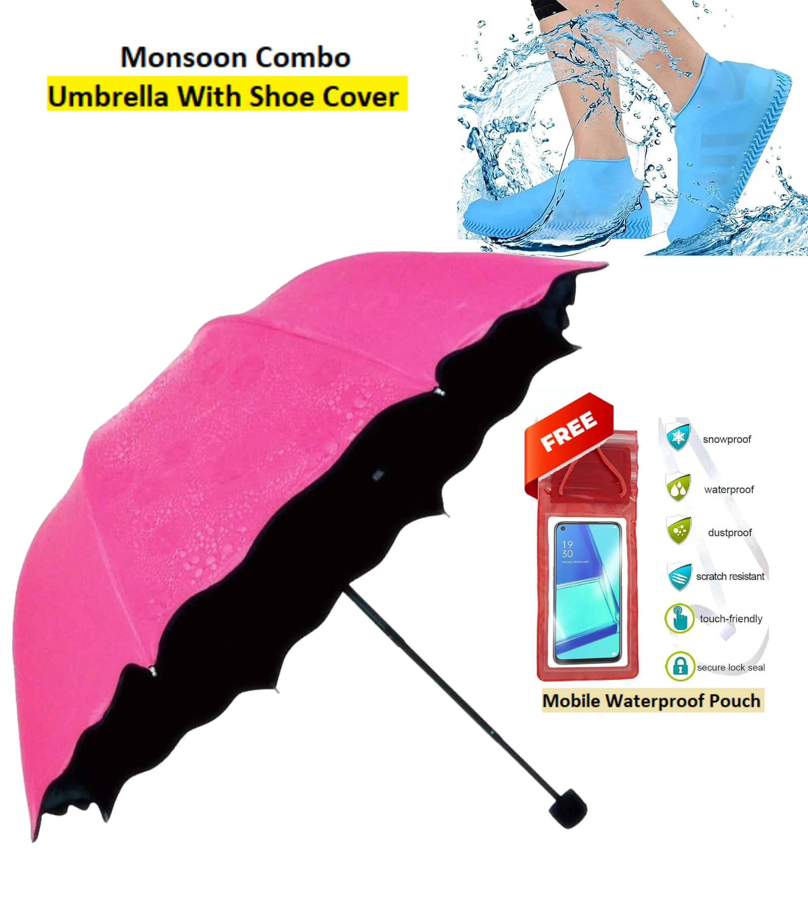 RAMDEV ENTERPRISE Pink 1 Fold Umbrella RAMDEV ENTERPRISE Pink 1 Fold Umbrella