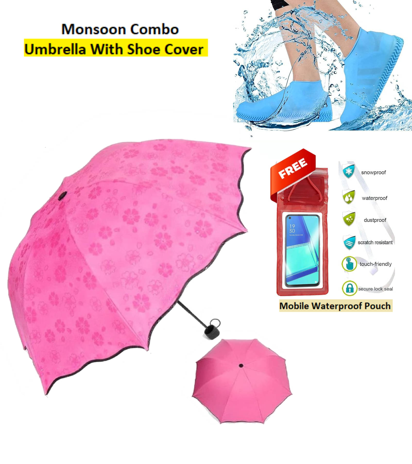 RAMDEV ENTERPRISE Pink 1 Fold Umbrella RAMDEV ENTERPRISE Pink 1 Fold Umbrella