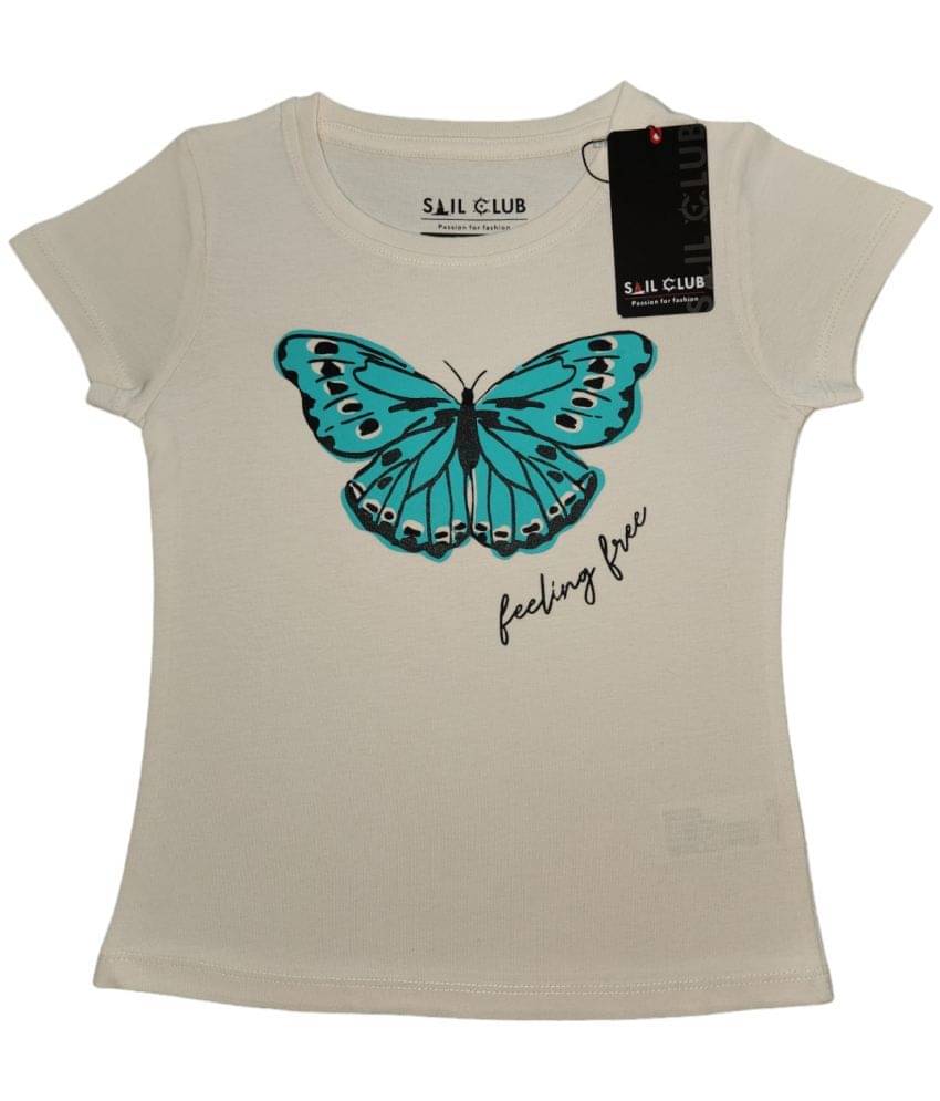     			SAIL CLUB Pack of 1 Girls 100% Cotton T-Shirt ( Off White )