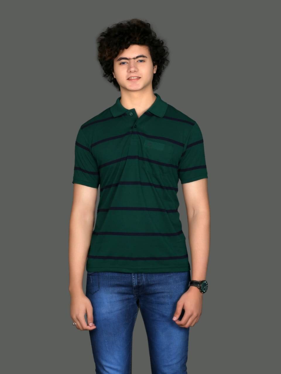 SCOLLER Pack of 1 Cotton Blend Regular Fit Striped Half Sleeves Men's Polo T Shirt ( Dark Green ) SCOLLER Pack of 1 Cotton Blend Regular Fit Striped Half Sleeves Men's Polo T Shirt ( Dark Green )