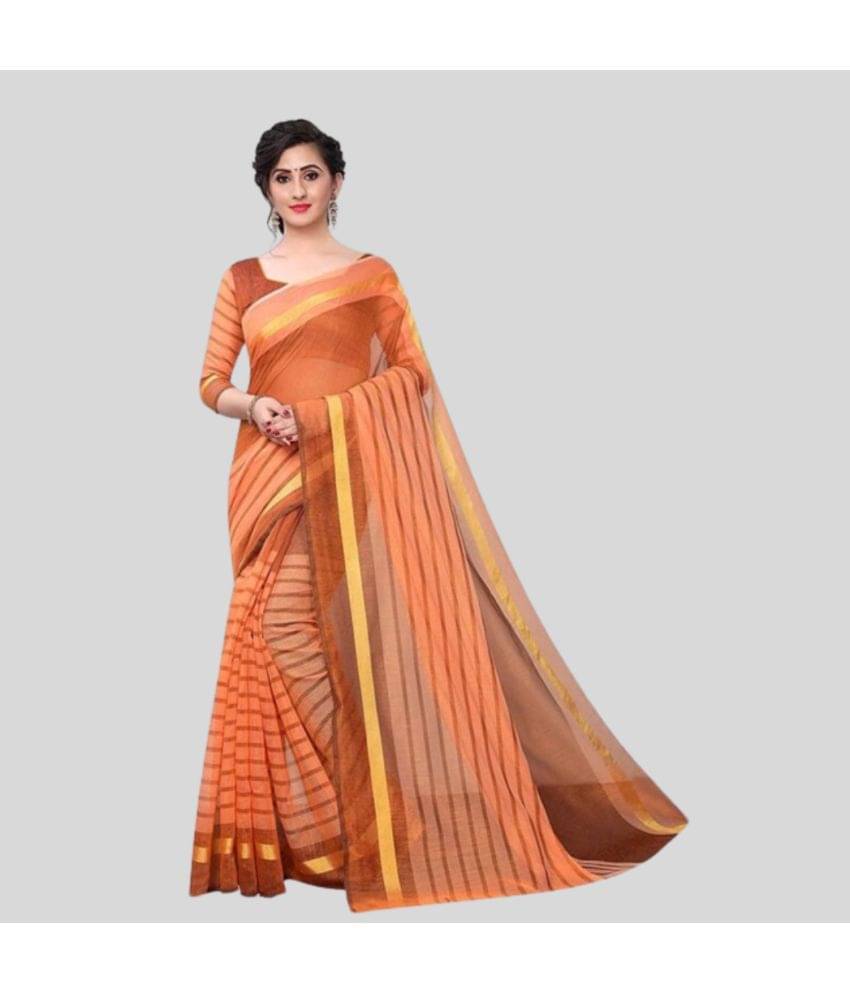 Saadhvi Cotton Silk Applique Saree Without Blouse Piece ( Orange ) Saadhvi Cotton Silk Applique Saree Without Blouse Piece ( Orange )
