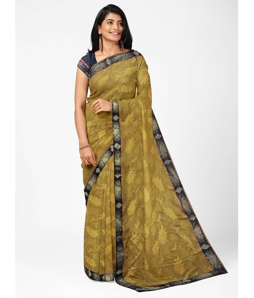 Saadhvi Cotton Silk Applique Saree Without Blouse Piece ( Brown ) Saadhvi Cotton Silk Applique Saree Without Blouse Piece ( Brown )