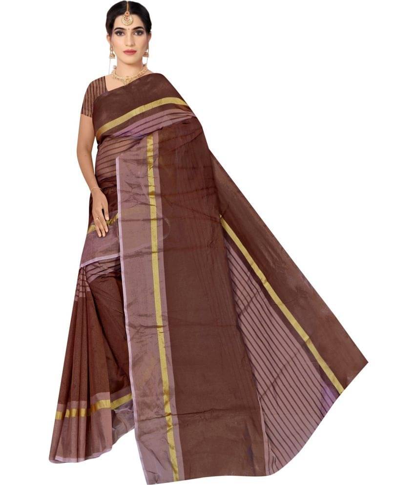 Saadhvi Cotton Silk Applique Saree Without Blouse Piece ( Brown ) Saadhvi Cotton Silk Applique Saree Without Blouse Piece ( Brown )