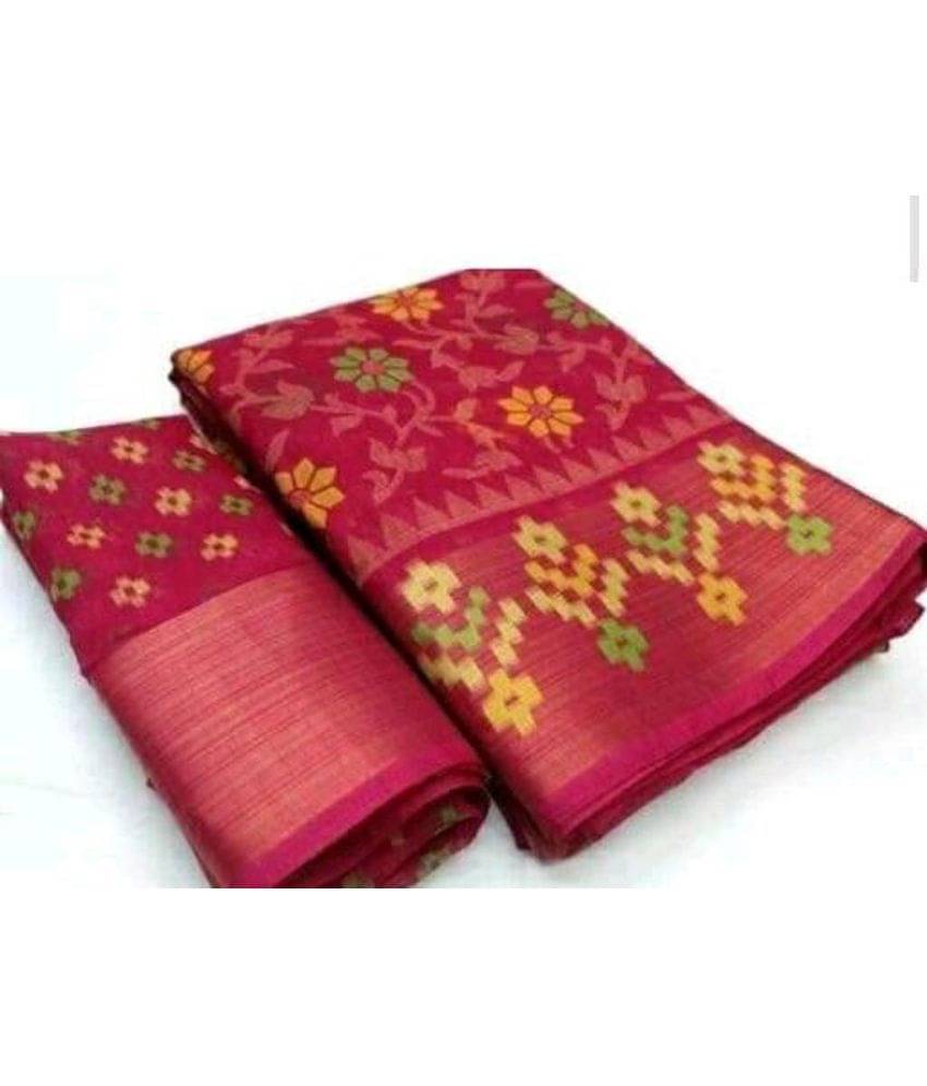    			Saadhvi Cotton Silk Applique Saree Without Blouse Piece ( Pink )