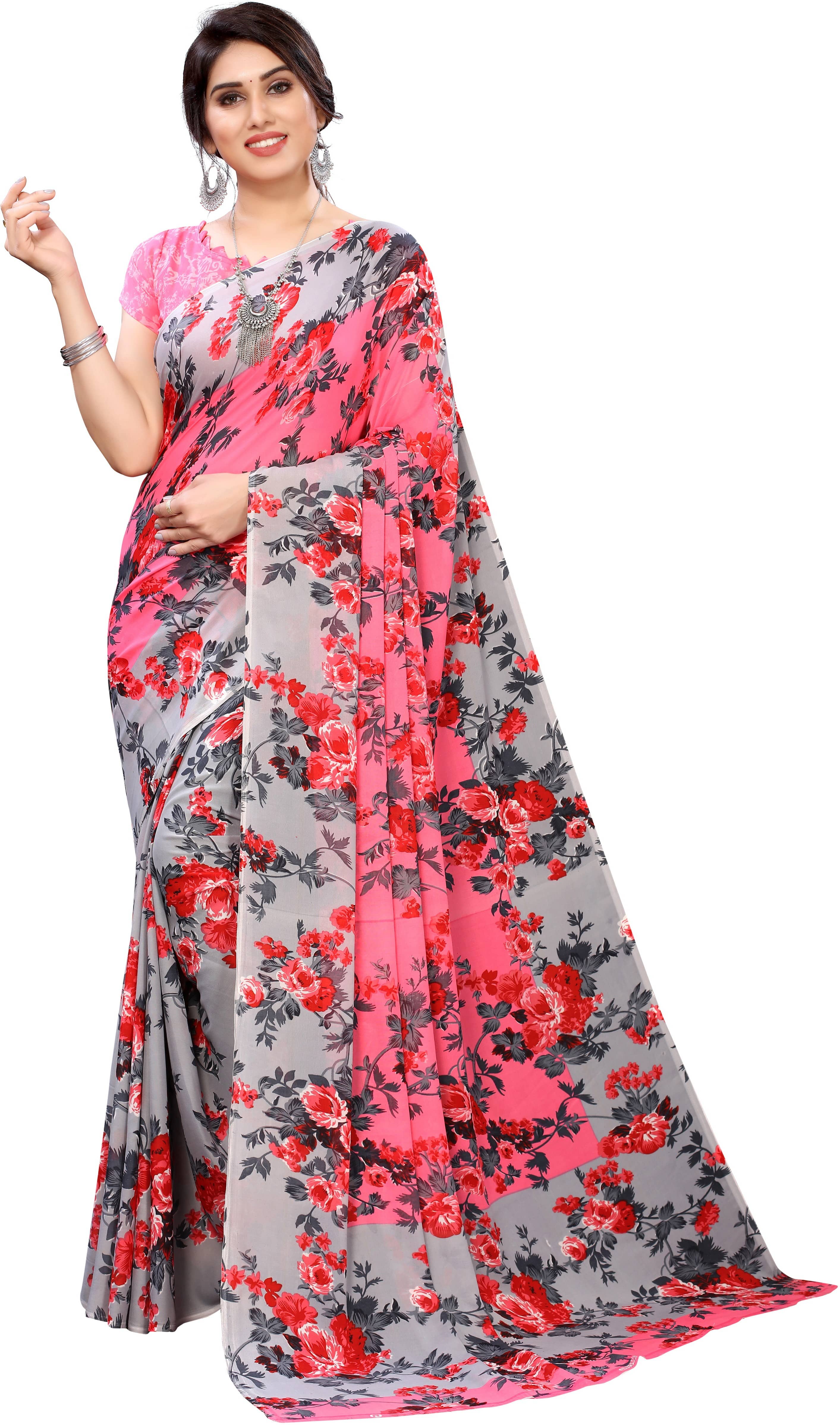 Saadhvi Cotton Silk Embellished Saree Without Blouse Piece ( Pink ) - Sarees | Buy online on ZillyBuy
