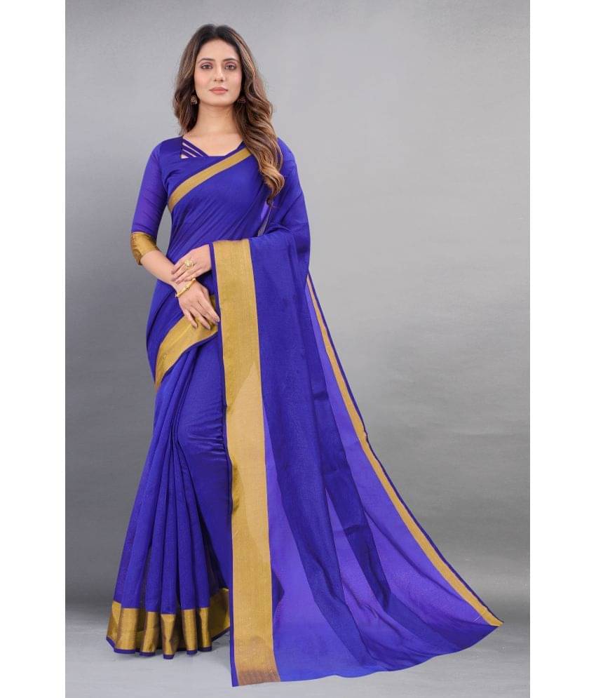 Saadhvi Cotton Silk Self Design Saree Without Blouse Piece ( Blue ) Saadhvi Cotton Silk Self Design Saree Without Blouse Piece ( Blue )