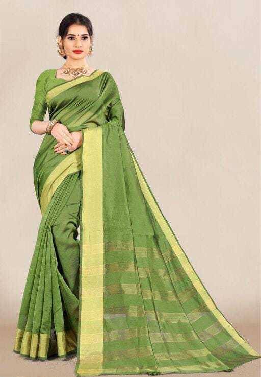     			Saadhvi Cotton Silk Solid Saree With Unstitched Blouse Piece ( LightGreen )