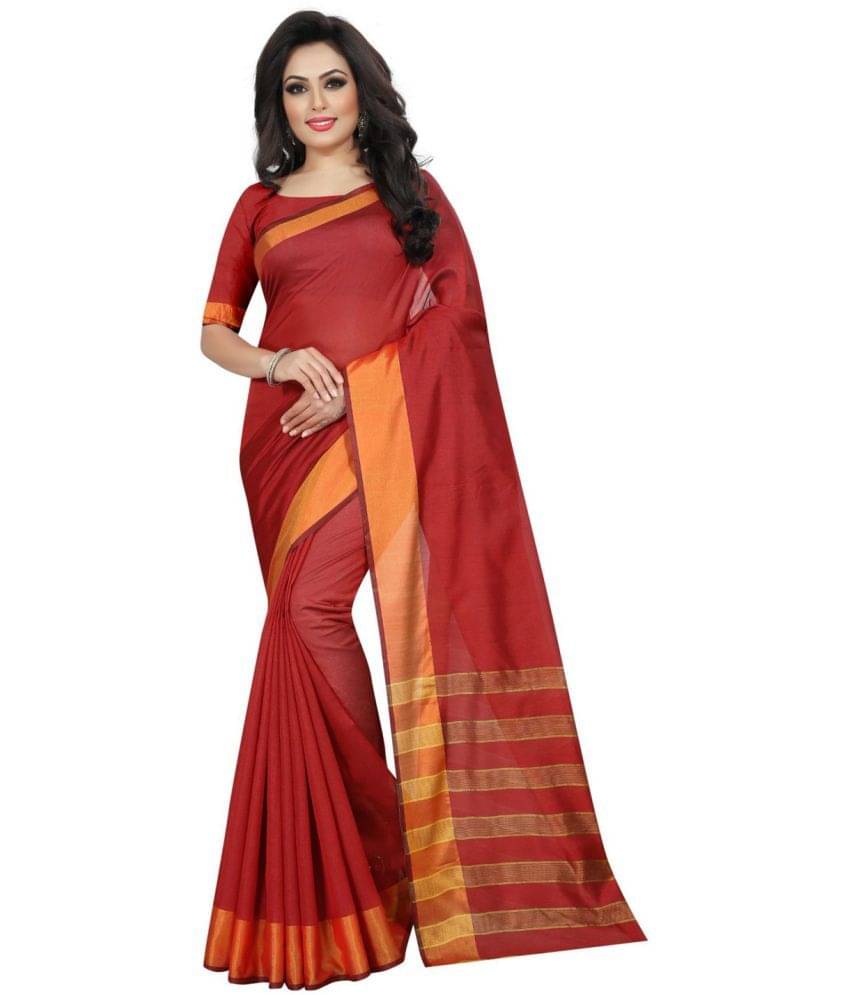     			Saadhvi Cotton Silk Woven Saree Without Blouse Piece ( Red )