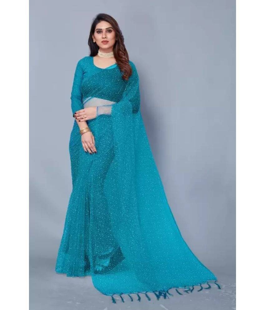     			Saadhvi Net Solid Saree Without Blouse Piece ( Rama )