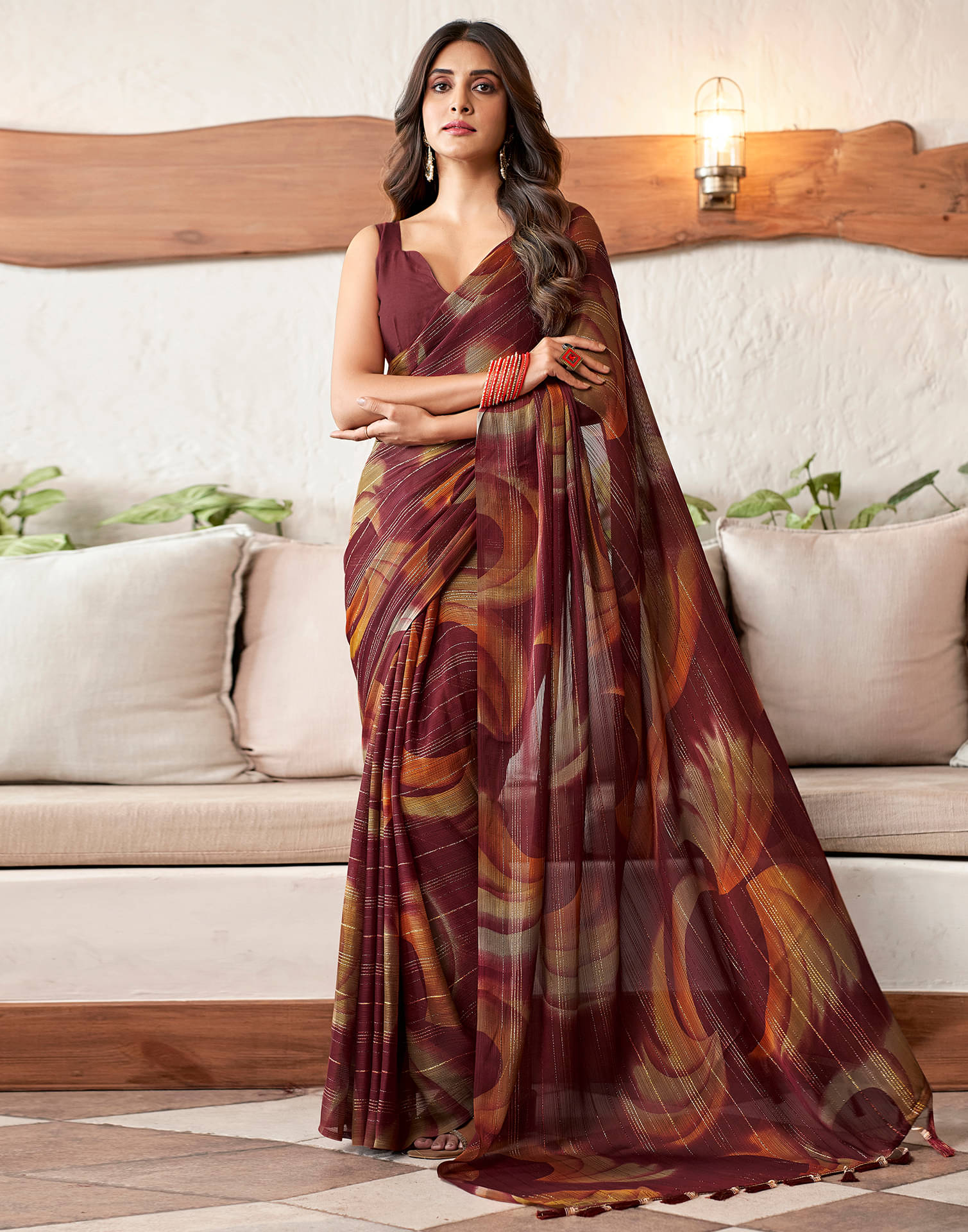 Satrani Georgette Printed Saree With Unstitched Blouse Piece ( Maroon ) Satrani Georgette Printed Saree With Unstitched Blouse Piece ( Maroon )