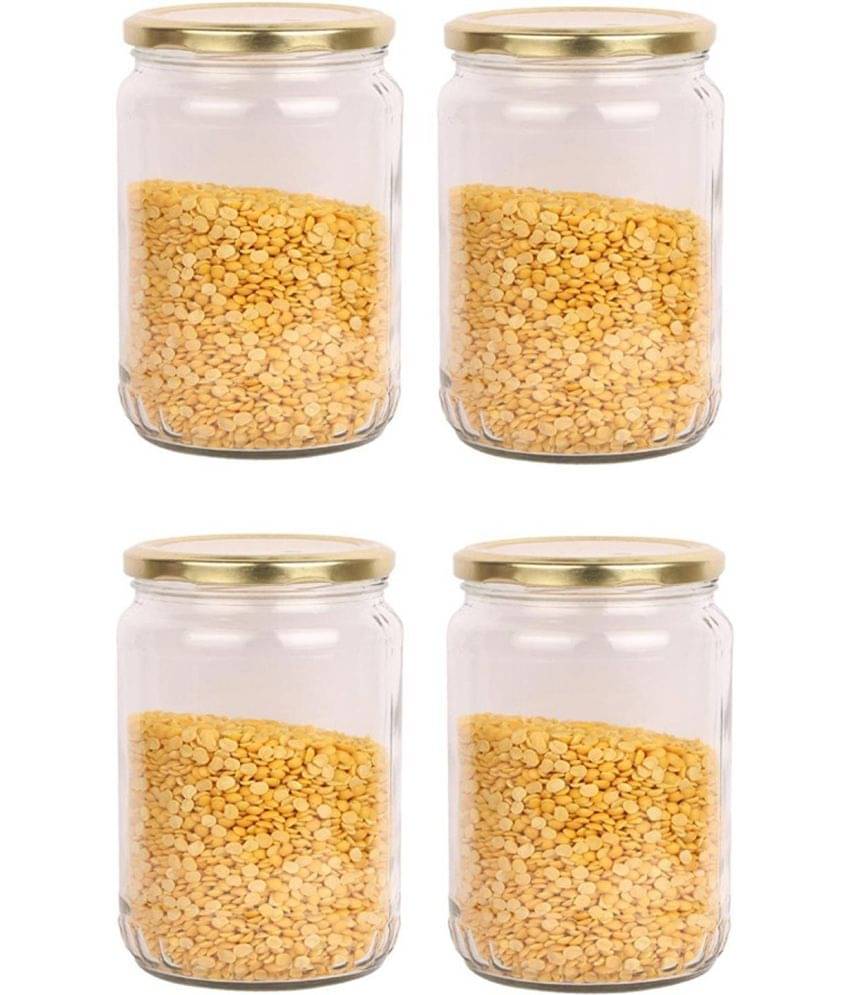 Somil Glass Container Jar Glass Transparent Utility Container ( Set of 4 ) Somil Glass Container Jar Glass Transparent Utility Container ( Set of 4 )