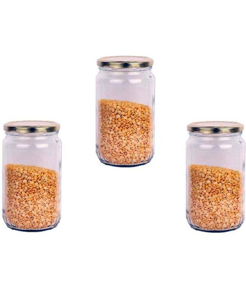     			Somil Glass Container Jar Glass Transparent Utility Container ( Set of 3 )
