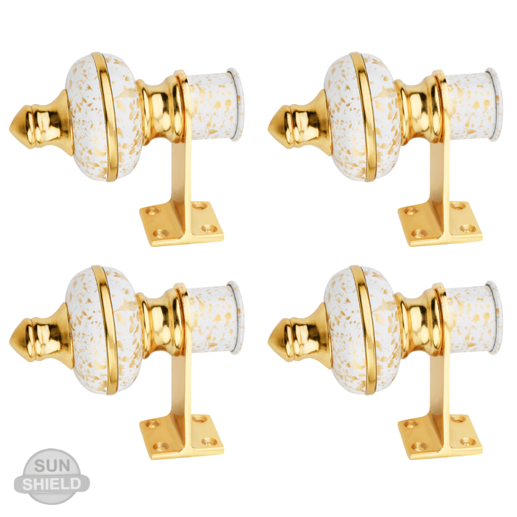 Sun Shield Off White Wrought Iron Single Rod Bracket ( Pack of 4 ) Sun Shield Off White Wrought Iron Single Rod Bracket ( Pack of 4 )