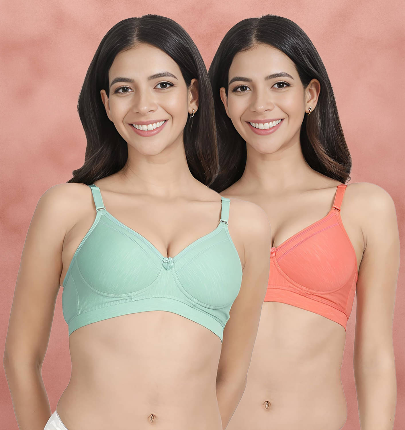 Susie Pack of 2 Cotton Blend Lightly Padded Women's Everyday Bra ( Pink ) susi-c2b-1476 Susie Pack of 2 Cotton Blend Lightly Padded Women's Everyday Bra ( Pink ) susi-c2b-1476