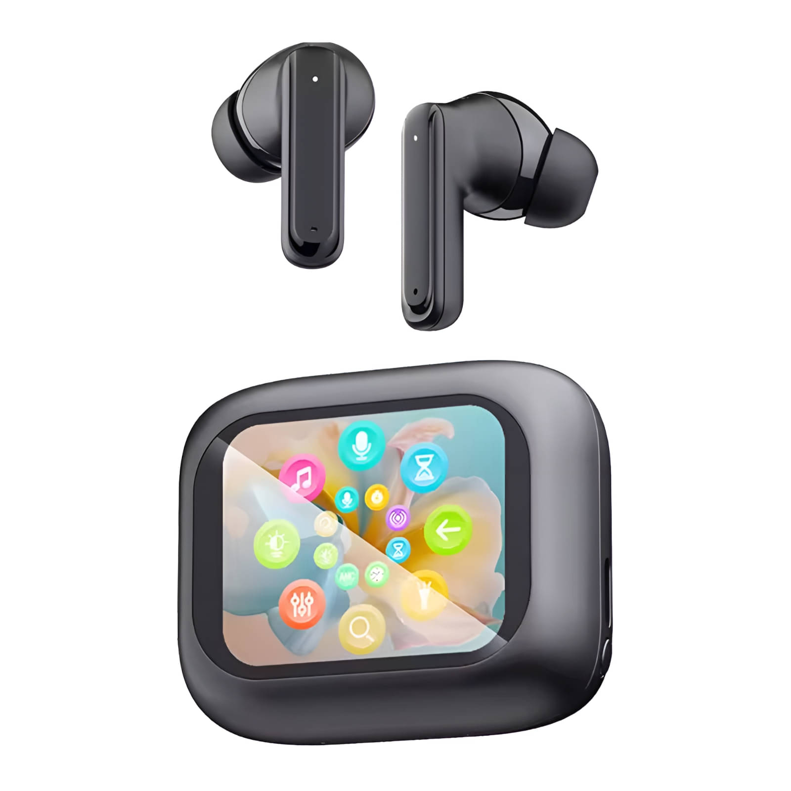 VERONIC TouchDisplay ANC+ENC Bluetooth True Wireless (TWS) In Ear 32 Hours Playback Active Noise cancellation IPX4(Splash & Sweat Proof) Black VERONIC TouchDisplay ANC+ENC Bluetooth True Wireless (TWS) In Ear 32 Hours Playback Active Noise cancellation IPX4(Splash & Sweat Proof) Black