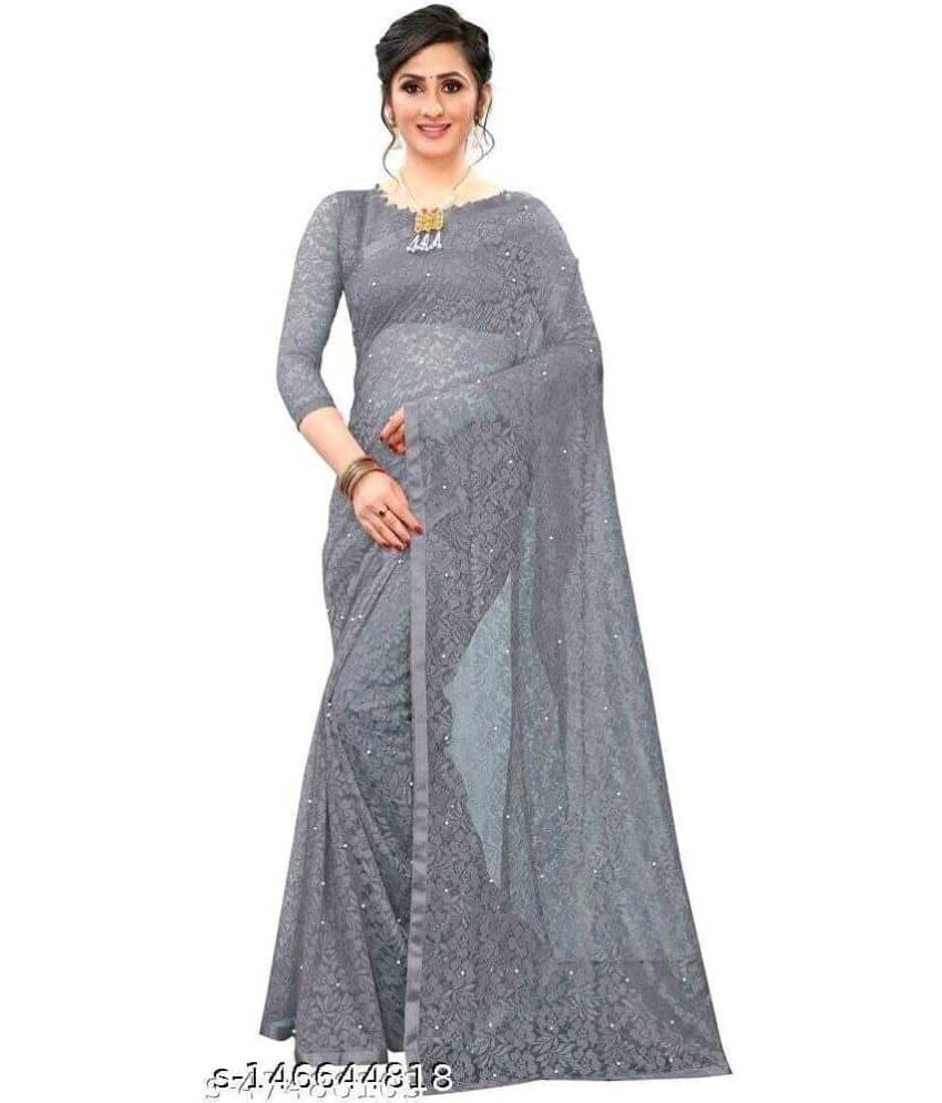 Vkaran Cotton Silk Applique Saree Without Blouse Piece ( Blue ) - Sarees | Buy online on ZillyBuy