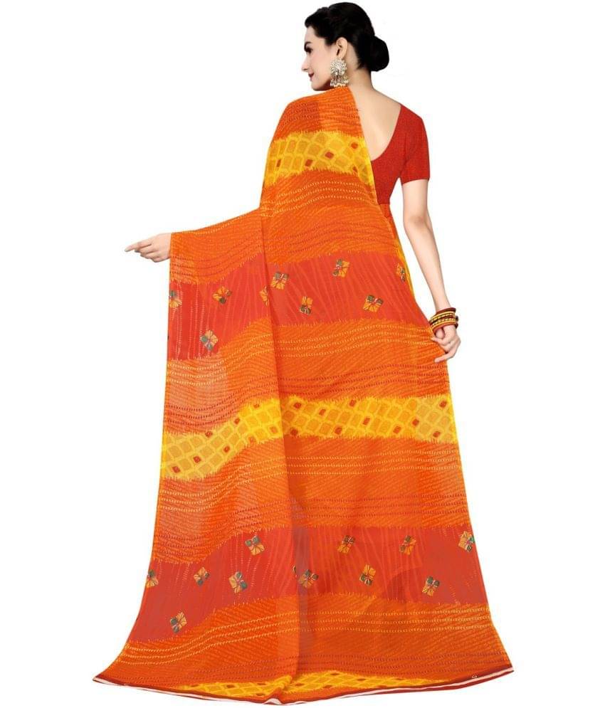     			Vkaran Cotton Silk Applique Saree Without Blouse Piece ( Orange )