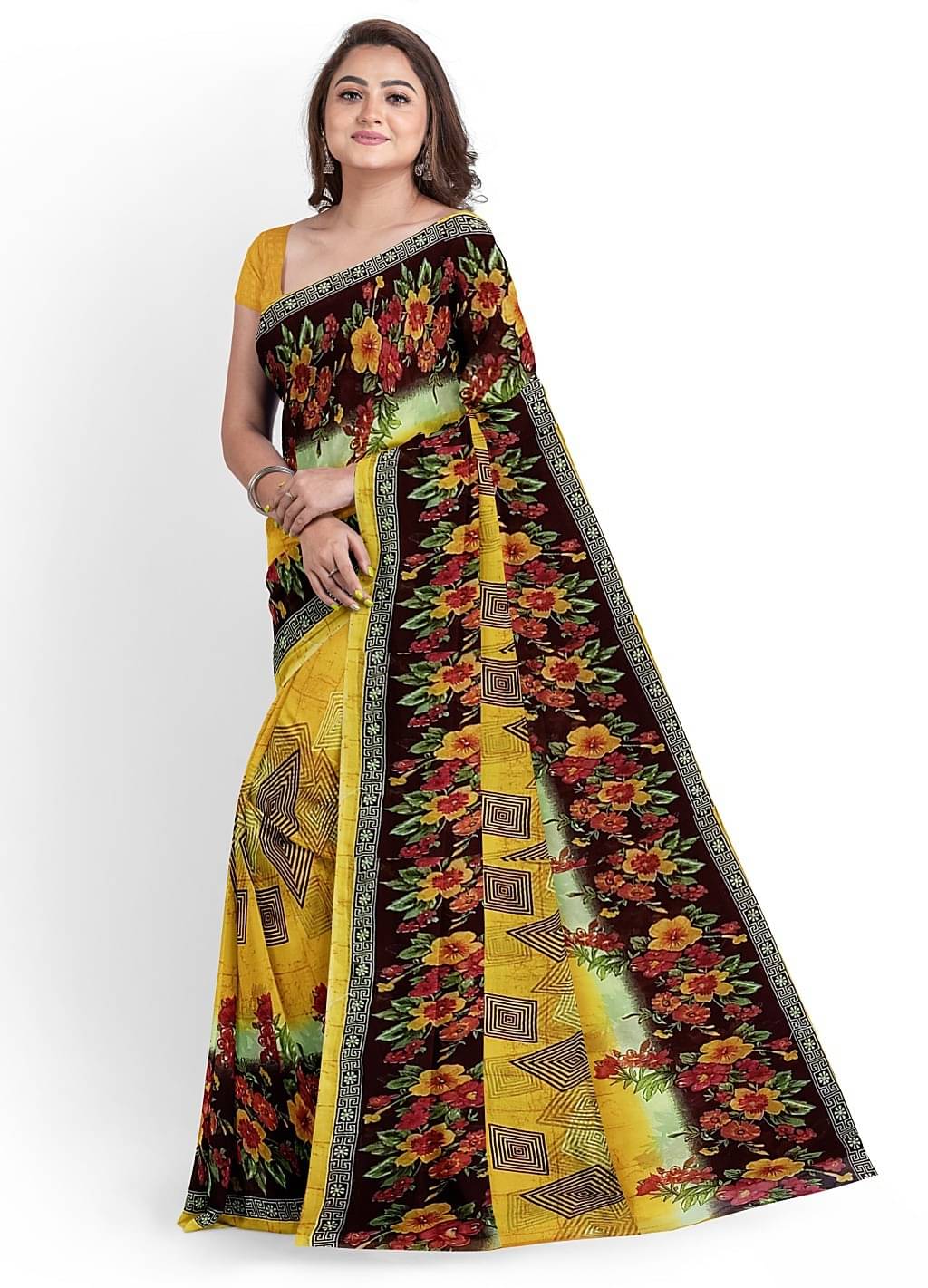Vkaran Net Cut Outs Saree With Unstitched Blouse Piece ( Blue ) Vkaran Net Cut Outs Saree With Unstitched Blouse Piece ( Blue )