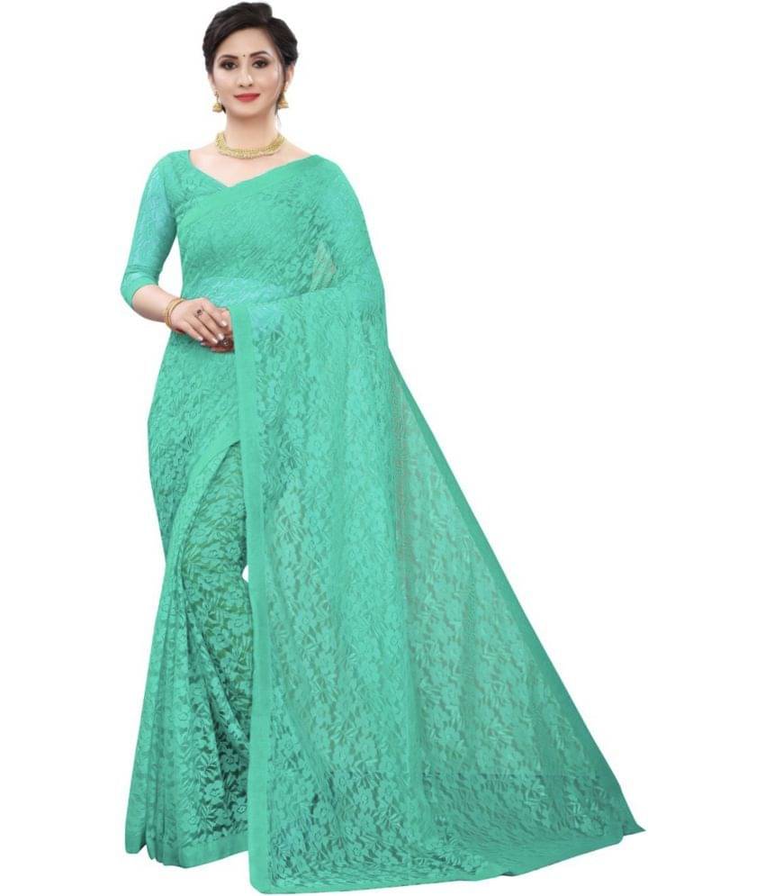     			Vkaran Net Cut Outs Saree With Unstitched Blouse Piece ( Rama )