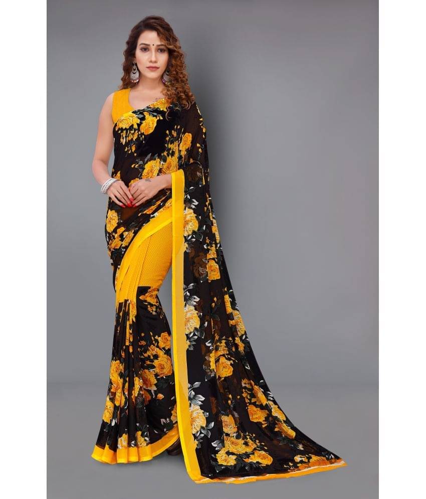     			Vkaran Net Cut Outs Saree With Unstitched Blouse Piece ( Multicolor )