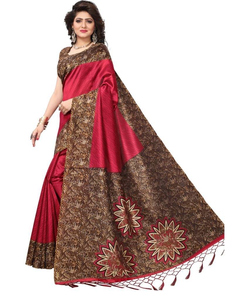 Vkaran Net Cut Outs Saree With Unstitched Blouse Piece ( Red ) Vkaran Net Cut Outs Saree With Unstitched Blouse Piece ( Red )