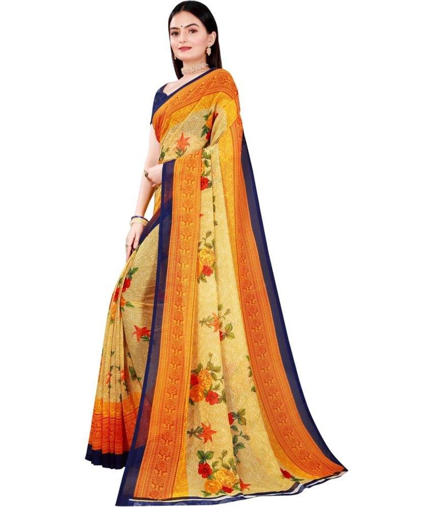     			Vkaran Net Cut Outs Saree With Unstitched Blouse Piece ( Multicolor )