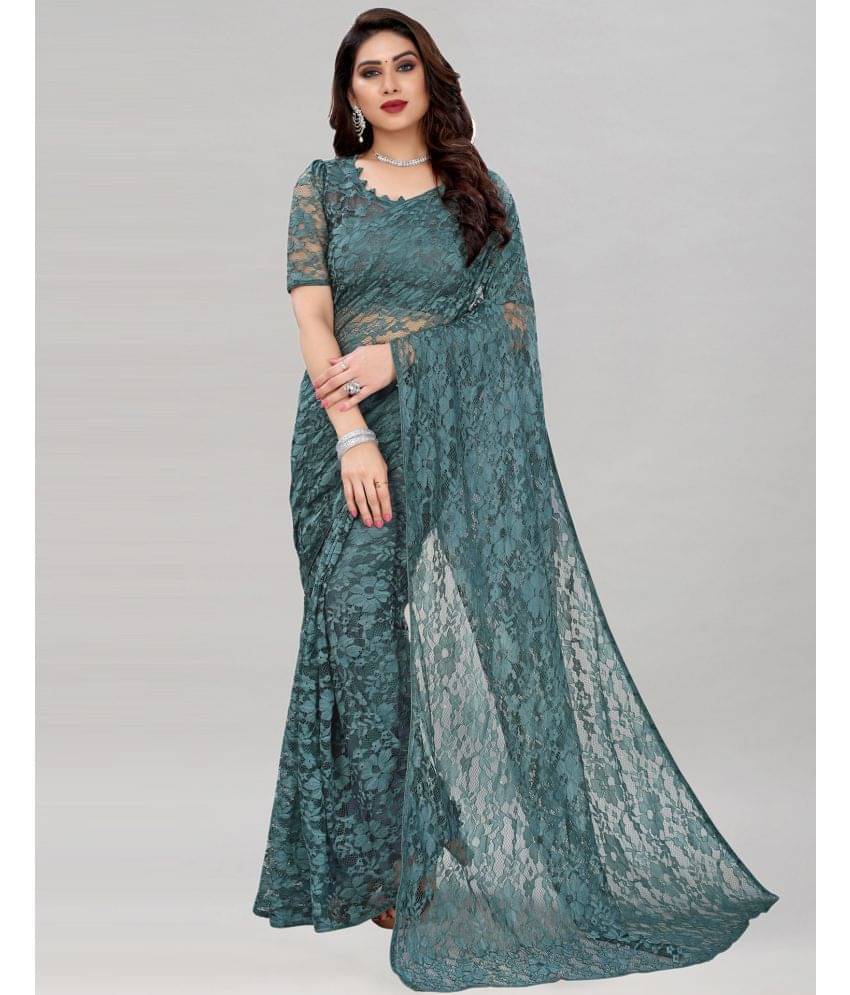 Vkaran Net Cut Outs Saree With Unstitched Blouse Piece ( Grey ) Vkaran Net Cut Outs Saree With Unstitched Blouse Piece ( Grey )