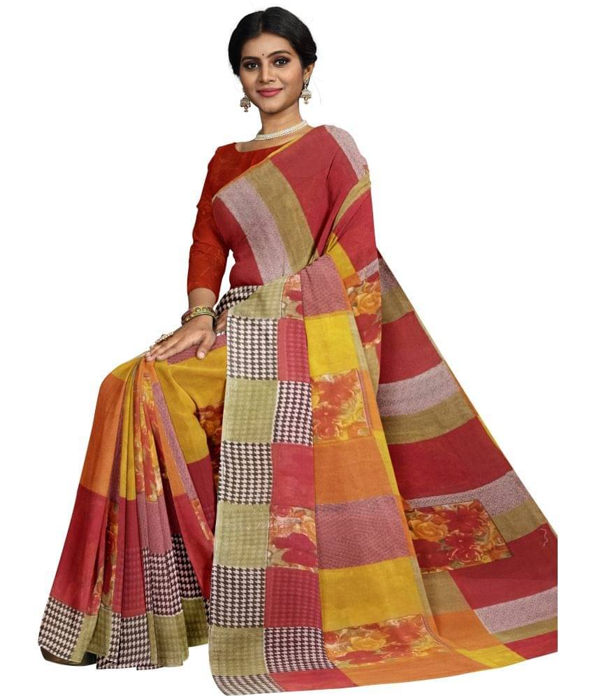     			Vkaran Net Cut Outs Saree With Unstitched Blouse Piece ( Maroon )