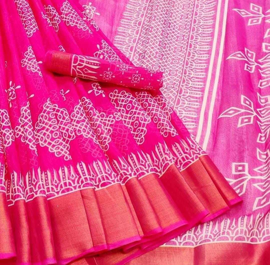 Vkaran Net Cut Outs Saree With Unstitched Blouse Piece ( Pink ) Vkaran Net Cut Outs Saree With Unstitched Blouse Piece ( Pink )