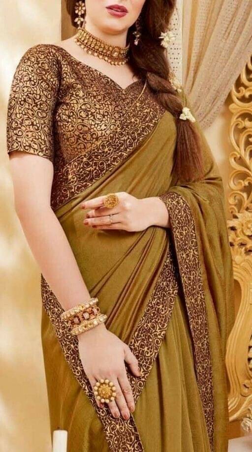Vkaran Net Cut Outs Saree With Unstitched Blouse Piece ( Mustard ) Vkaran Net Cut Outs Saree With Unstitched Blouse Piece ( Mustard )