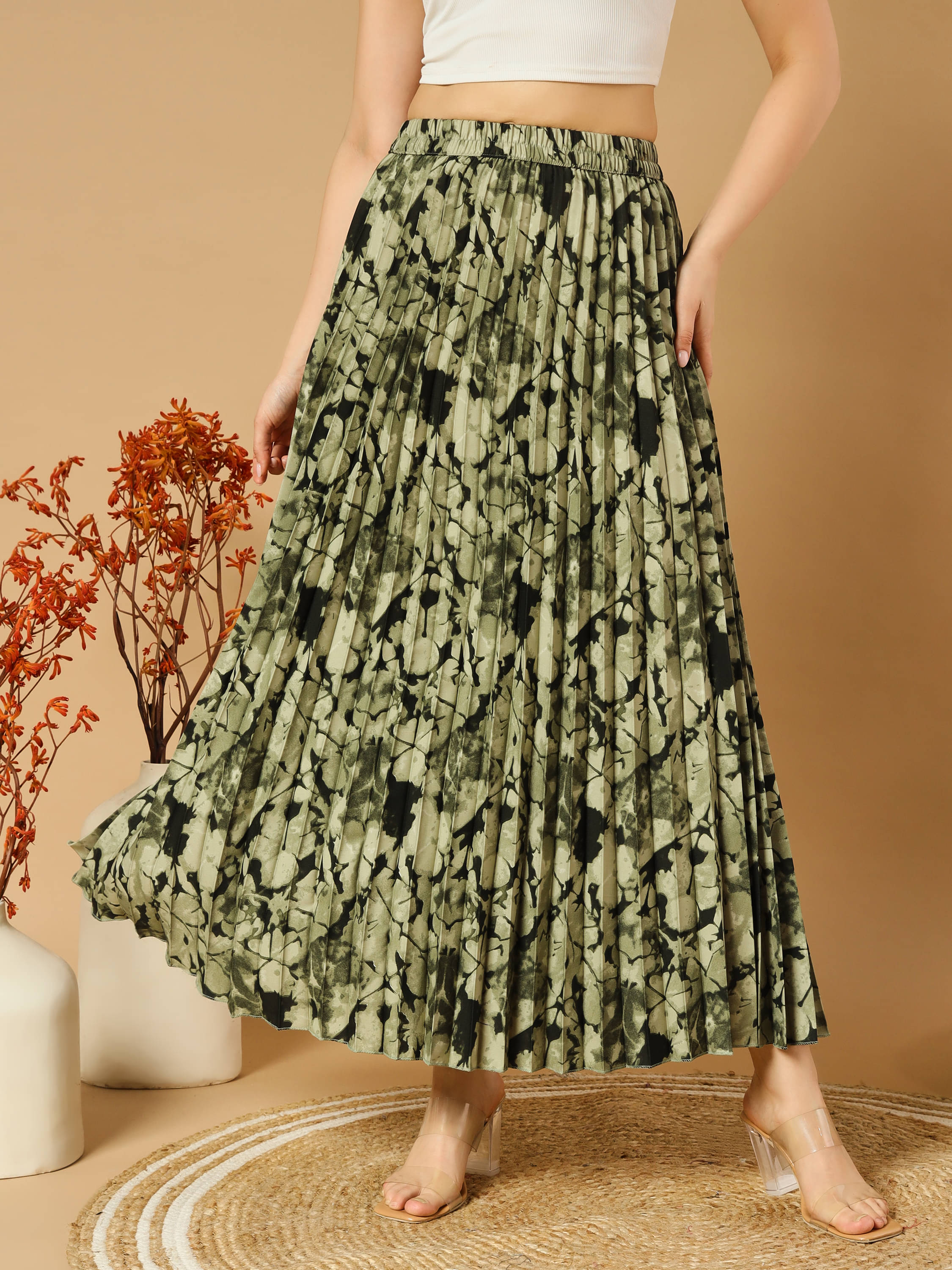     			ZWERLON GREEN Crepe Women's A-Line Skirt ( Pack of 1 )