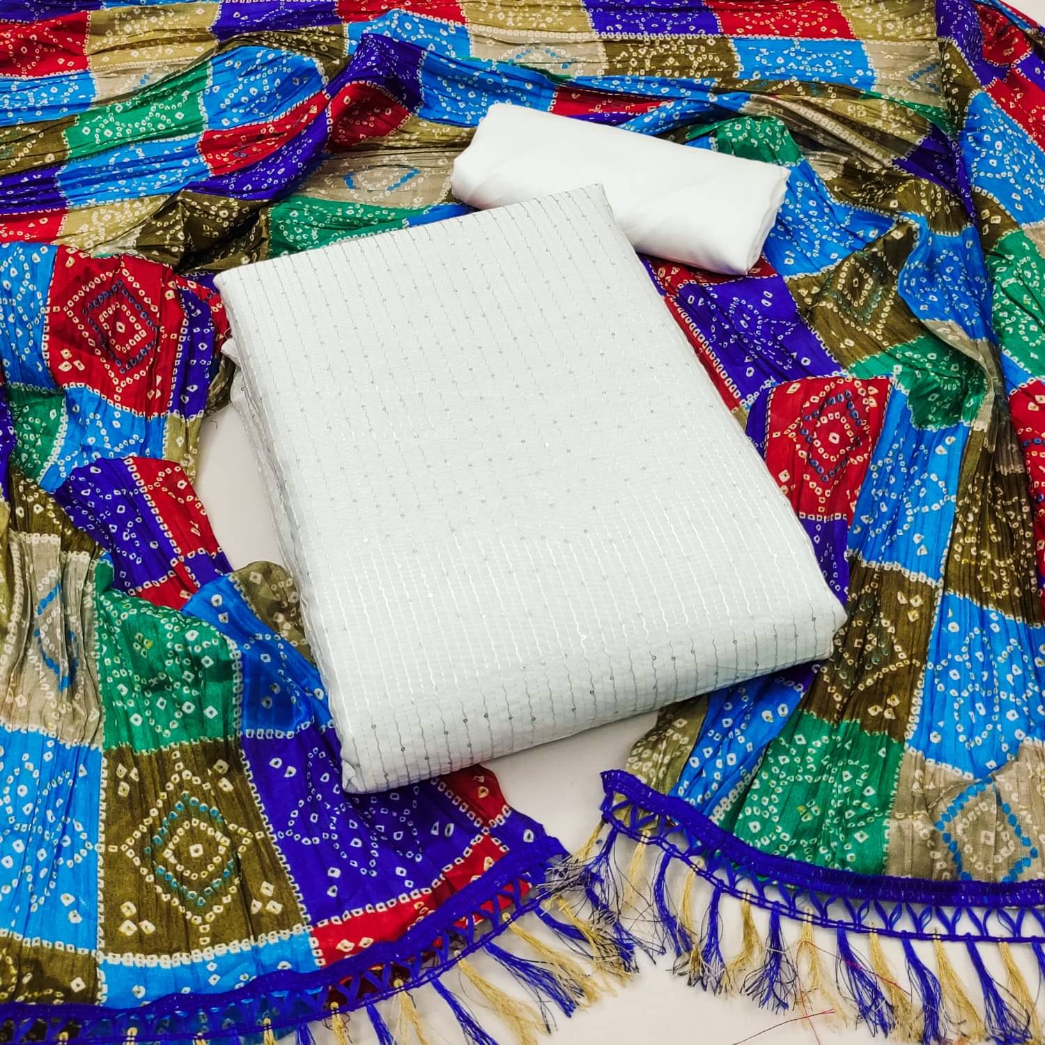 ALSHOP Unstitched Chanderi Embroidered Dress Material - Blue ( Pack of 1 ) ALSHOP Unstitched Chanderi Embroidered Dress Material - Blue ( Pack of 1 )