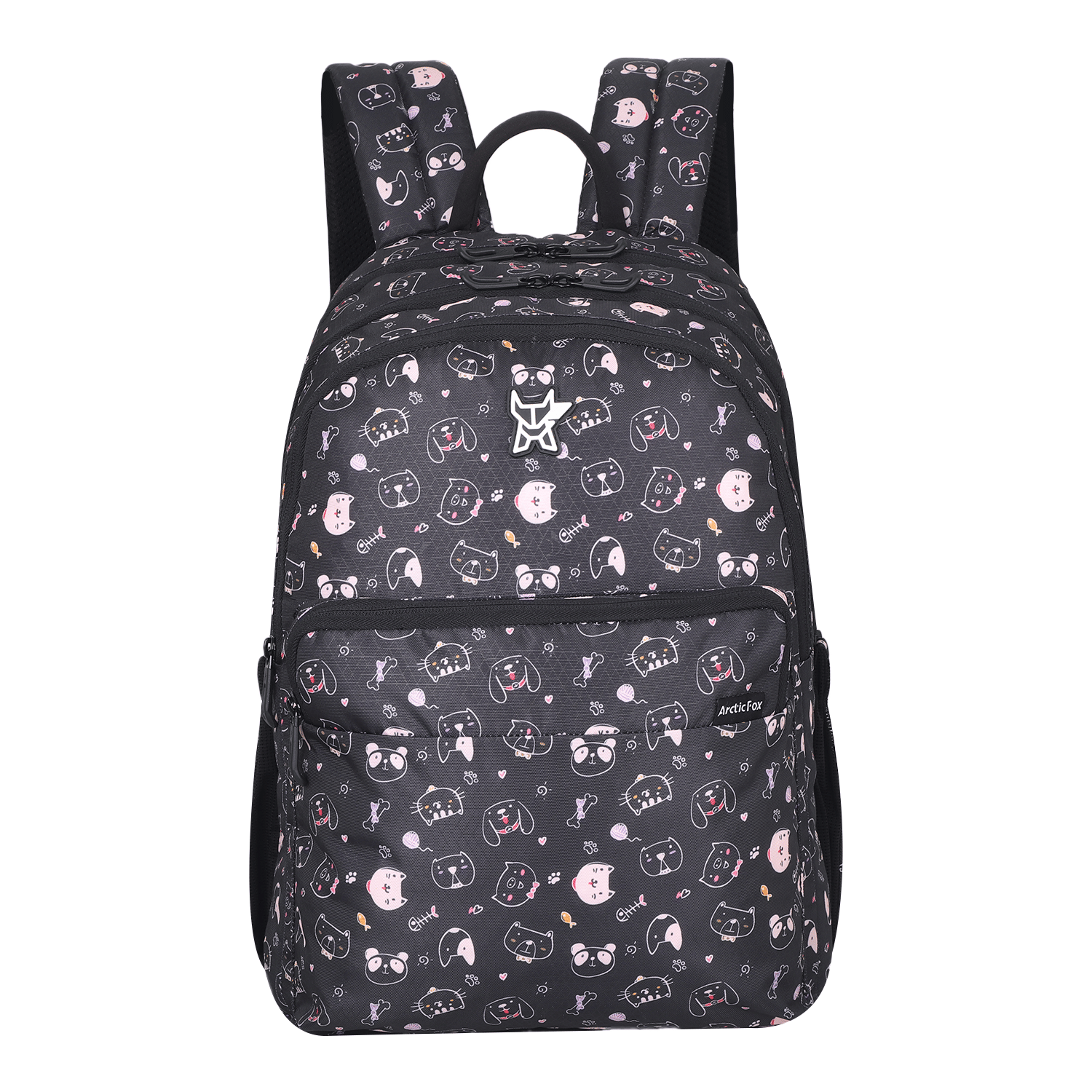     			Arctic Fox Kitty Black School Backpack for Boys and Girls