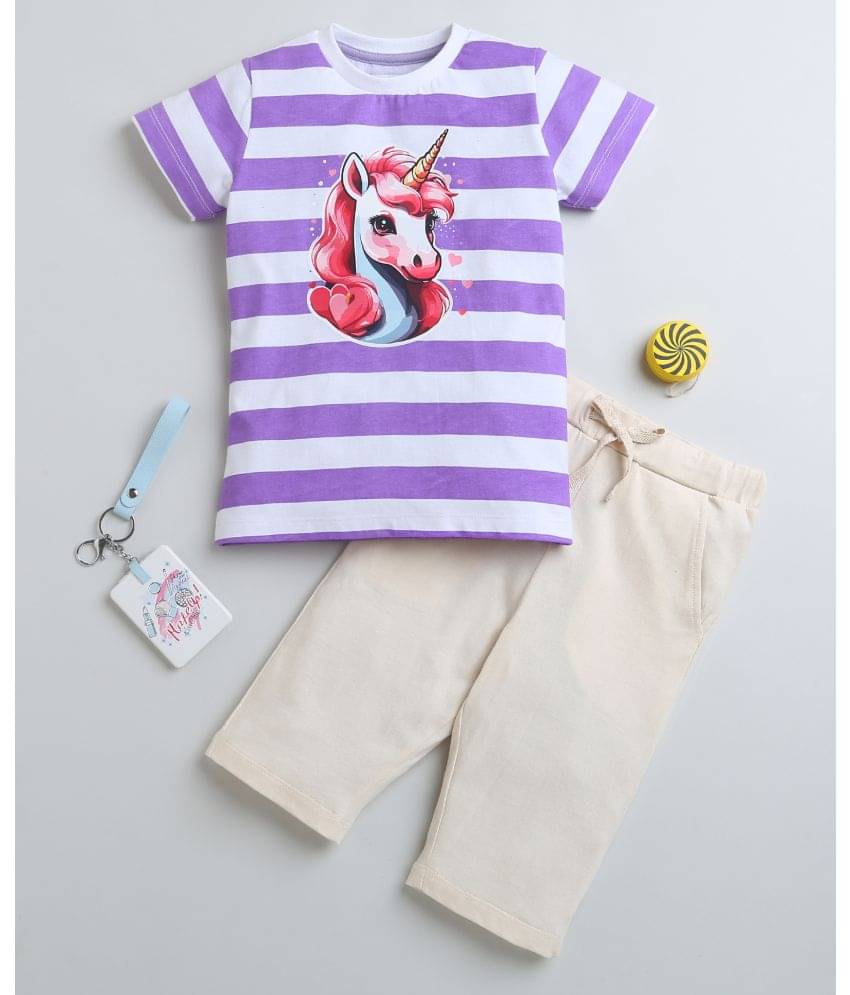     			BUMZEE Pack of 1 Girls Cotton Top With Capris ( Beige )
