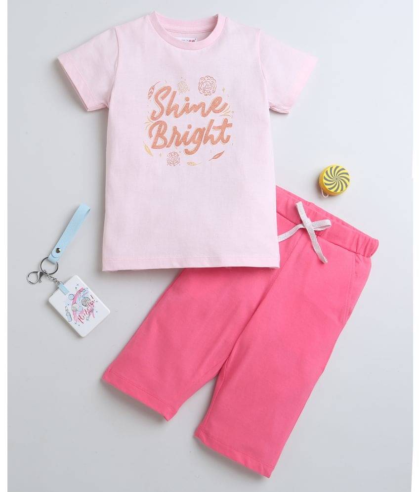     			BUMZEE Pack of 1 Girls Cotton Top With Capris ( Pink )