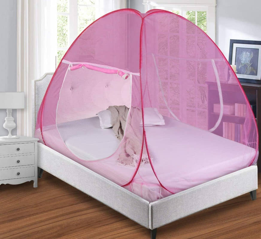 CASA FURNISHING - Pink HDPE - High Density Poly Ethylene Tent Mosquito Net, Machardani ( Pack of 1 )