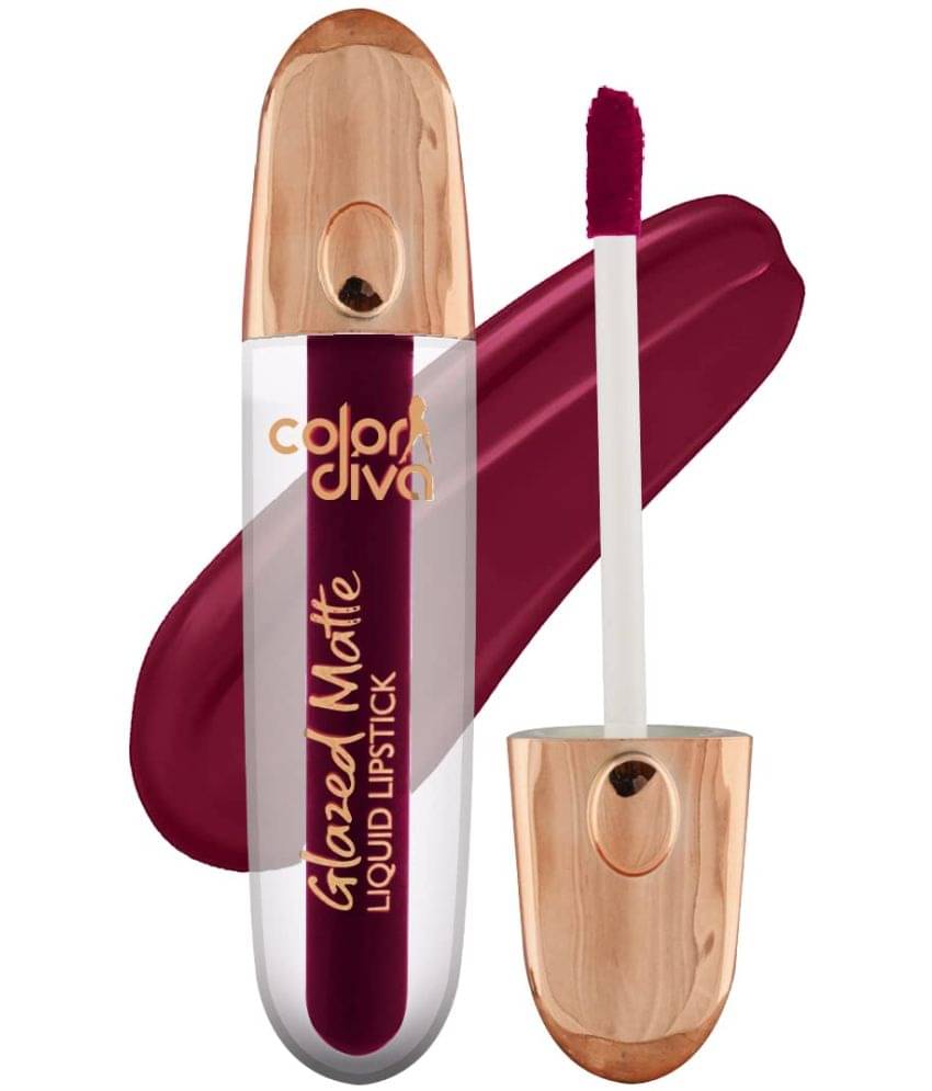     			COLOR DIVA Glazed Matte Liquid Lipstick, 5.5ml | Long lasting, Non Transfer (Wicked 107)