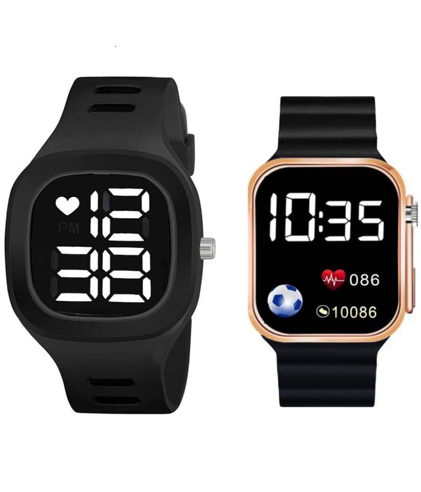     			DECLASSE Black PU Digital Men's Watch