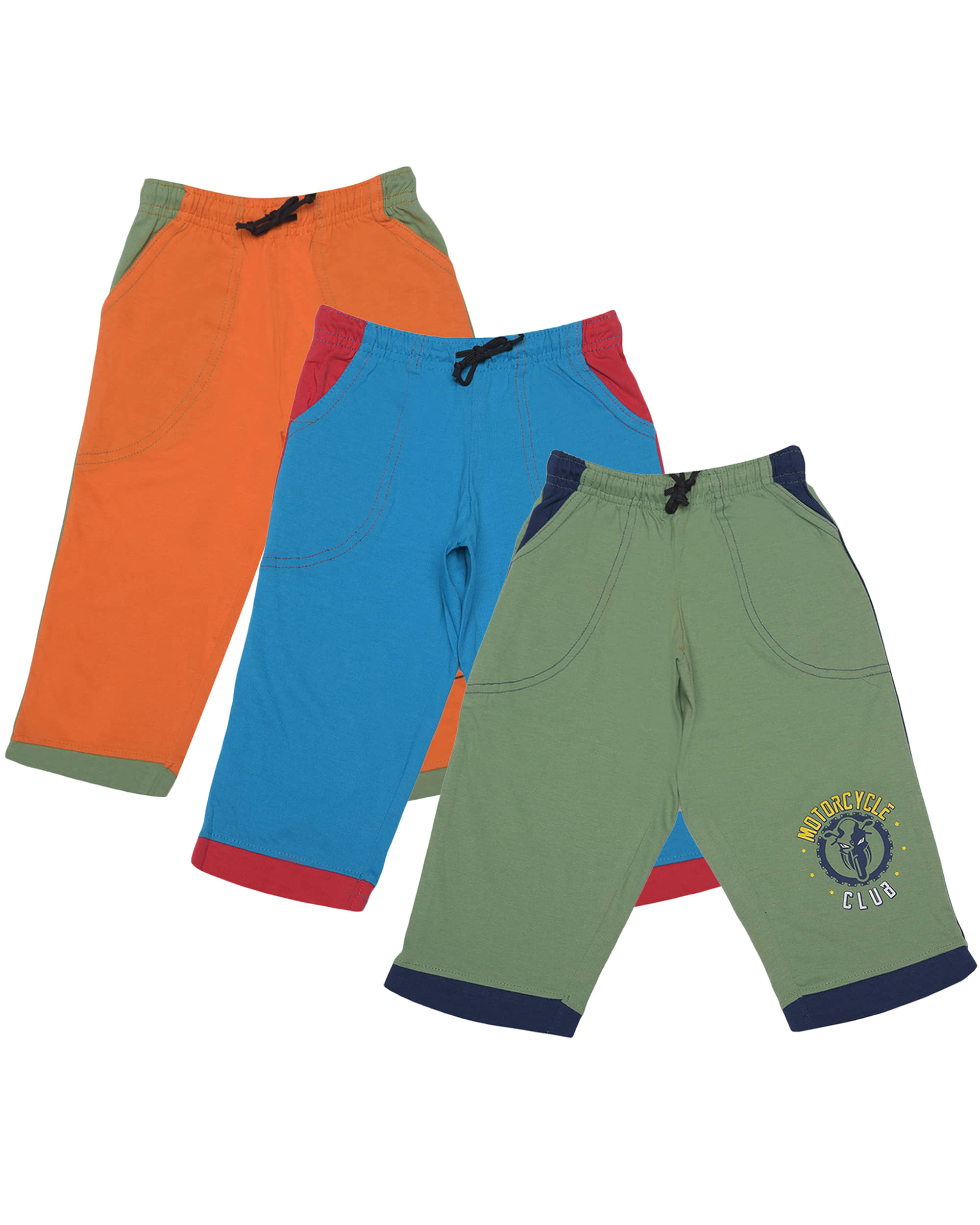 Dollar Champion Kidswear Pack of 3 Cotton Three-Fourth For Boys ( Multicolor ) - Shorts | Buy online on ZillyBuy