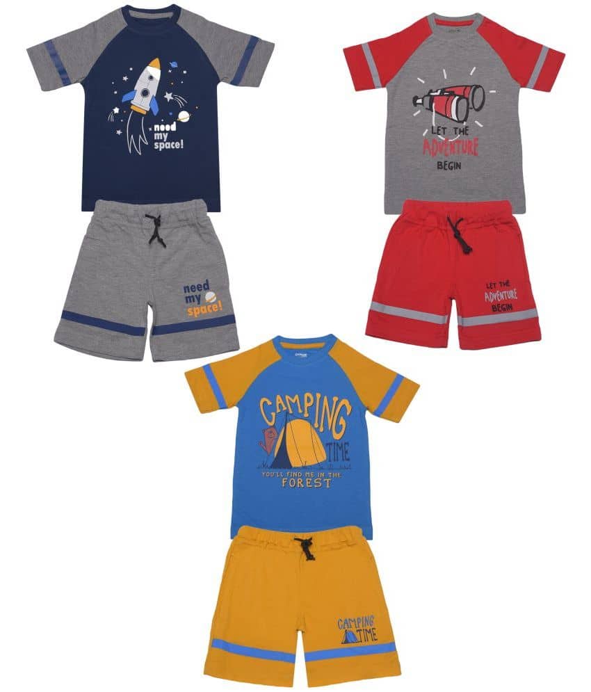 Dollar Champion Kidswear Pack of 3 Boys Cotton T-Shirt & Shorts Set ( Multicolor )